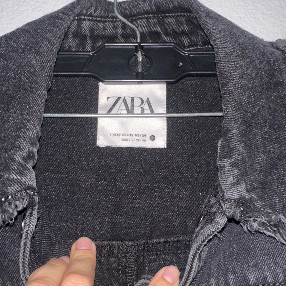 Zara Black Fringe Denim Jacket - Picture 3 of 5
